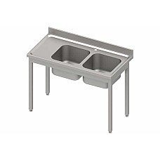 Stalas su 2 kriauklėmis (P), be lentynos 1100x700x850 mm, surenkamas, presuotas stalviršis, skardos apvadas 100x15x10