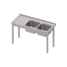 Stalas su 2 kriauklėmis (P), be lentynos 1100x700x850 mm, surenkamas, presuotas stalviršis