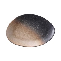 Organiškos formos sekli lėkštė, Moon, keramika, ruda, 330 mm